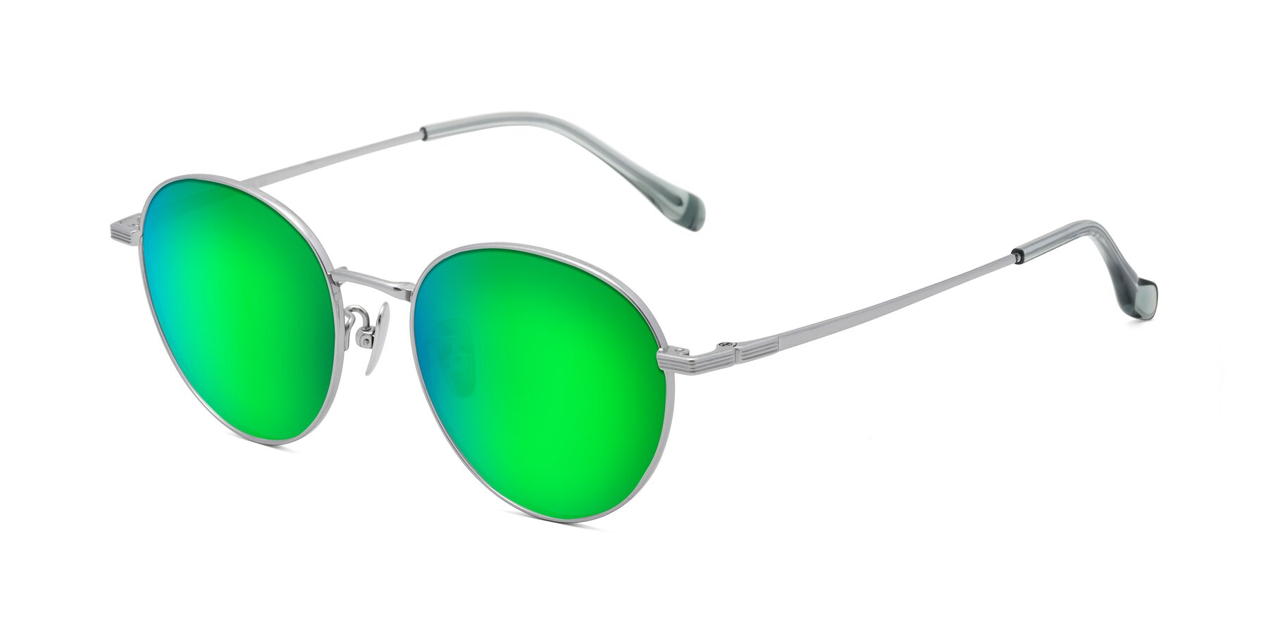 Angle of Sahala in Silver with Green Mirrored Lenses