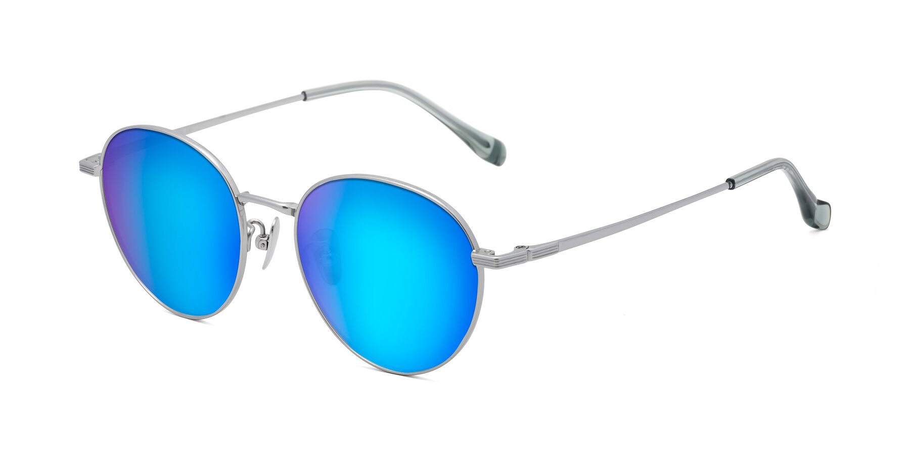 Angle of Sahala in Silver with Blue Mirrored Lenses