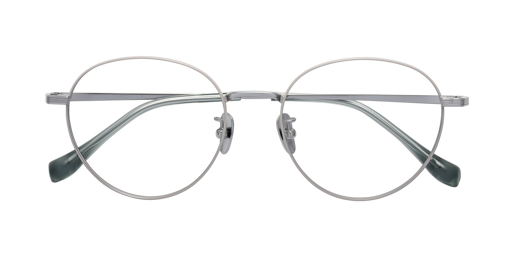 Folded Front of Sahala in Gray-Silver with Clear Eyeglass Lenses