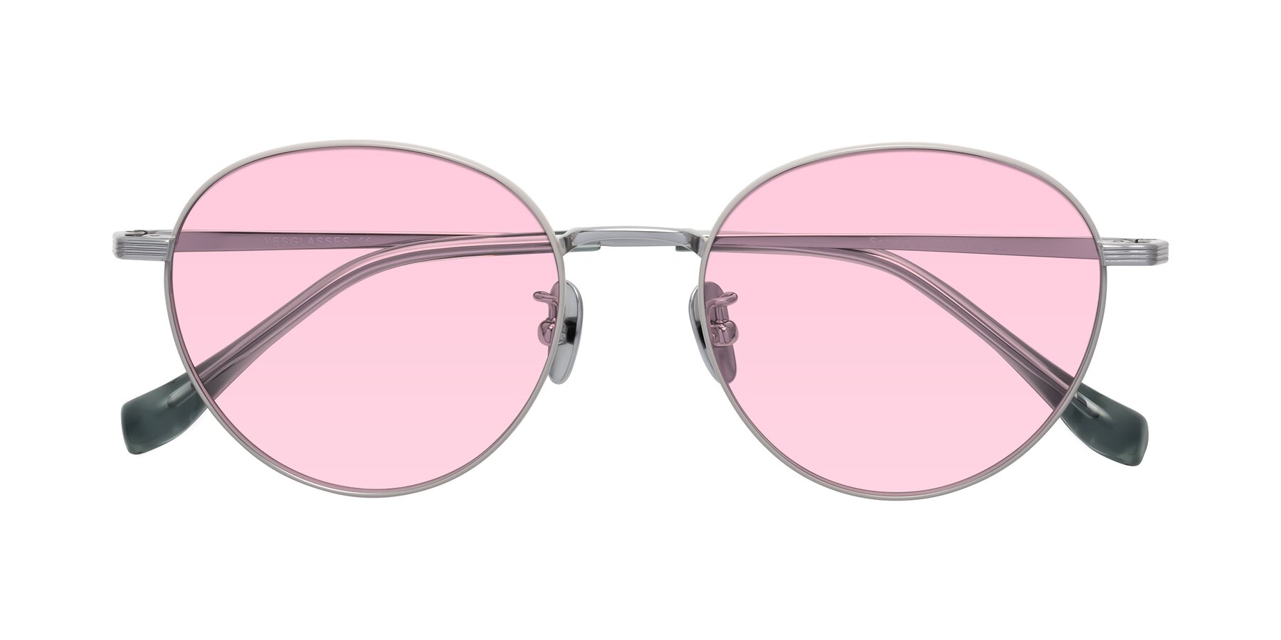 Folded Front of Sahala in Gray-Silver with Light Pink Tinted Lenses