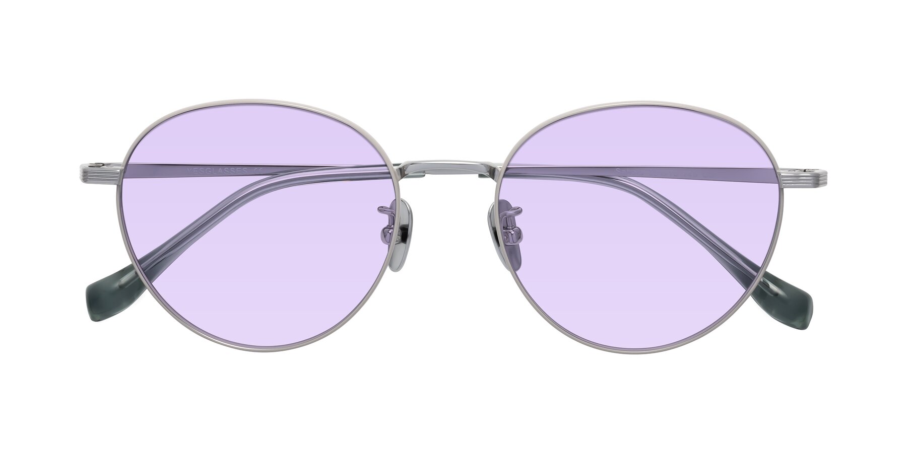 Folded Front of Sahala in Gray-Silver with Light Purple Tinted Lenses