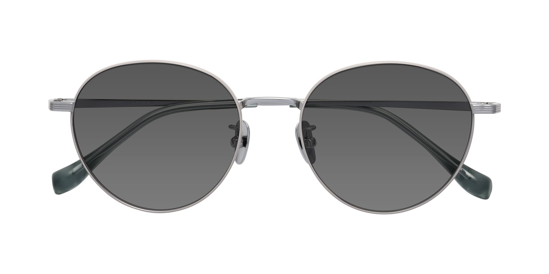 Folded Front of Sahala in Gray-Silver with Medium Gray Tinted Lenses