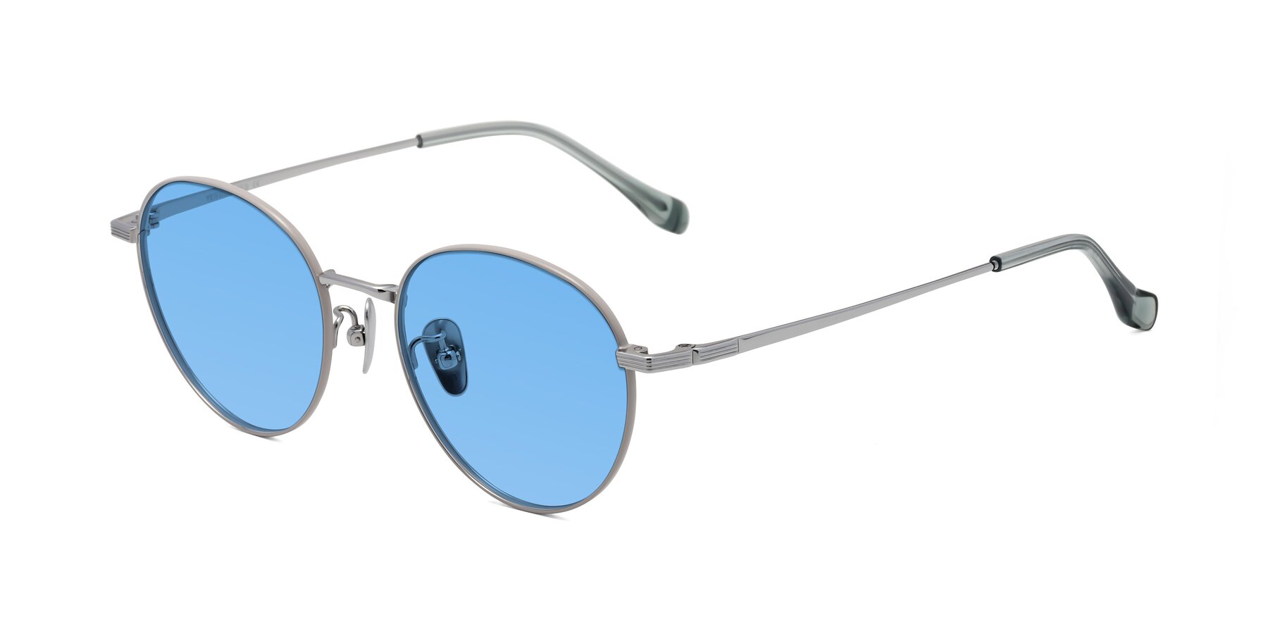 Angle of Sahala in Gray-Silver with Medium Blue Tinted Lenses