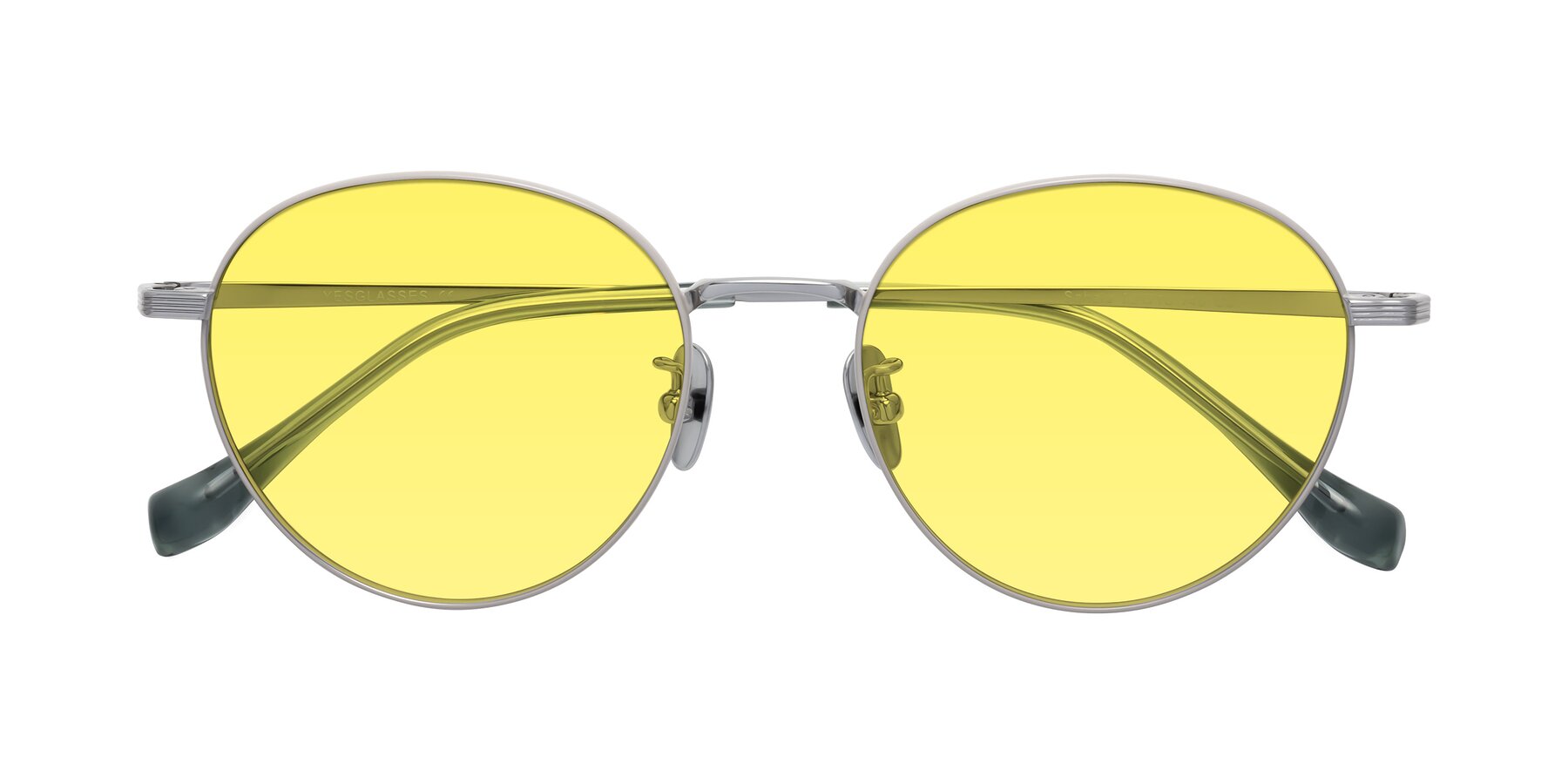 Folded Front of Sahala in Gray-Silver with Medium Yellow Tinted Lenses