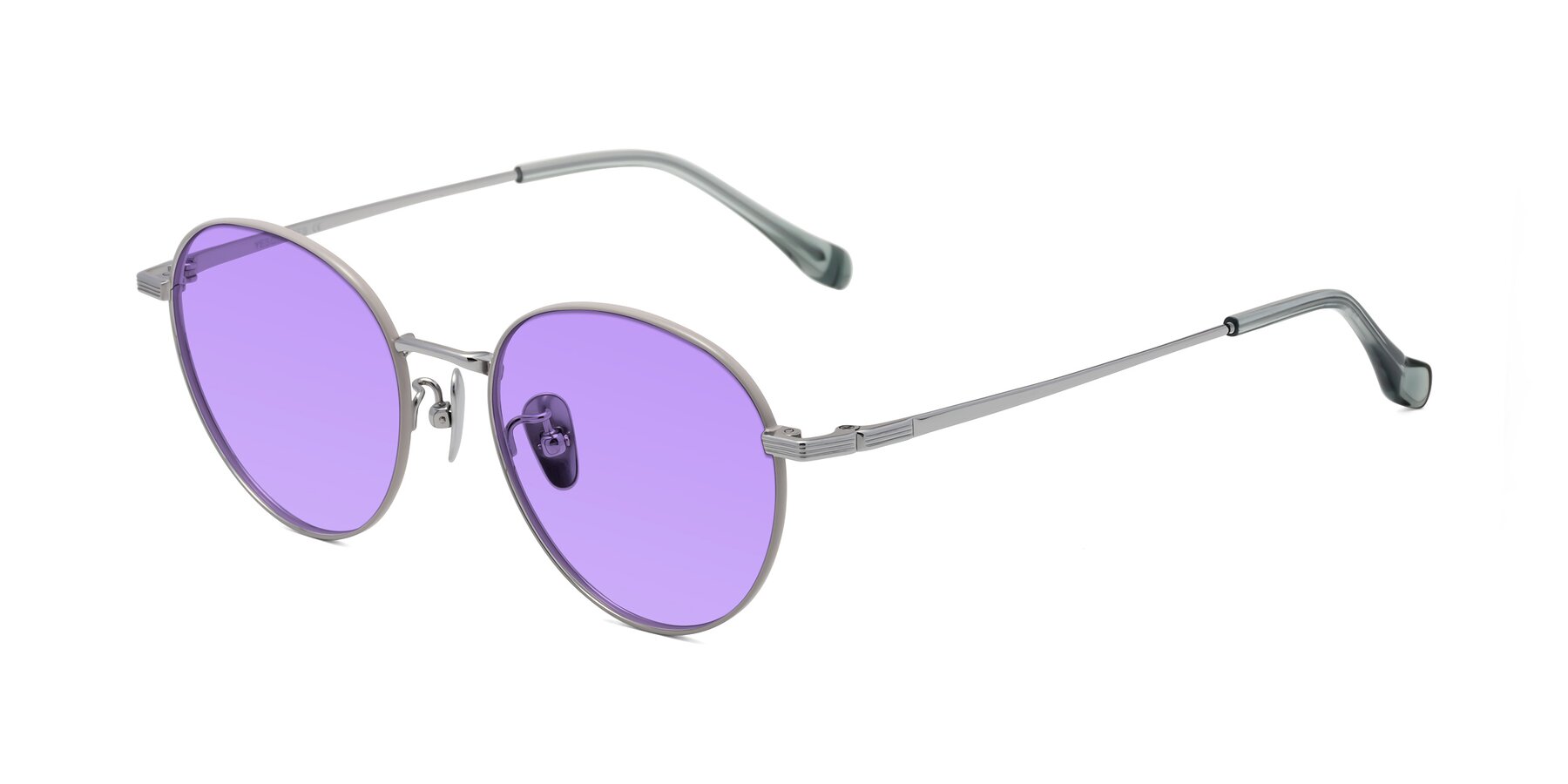 Angle of Sahala in Gray-Silver with Medium Purple Tinted Lenses