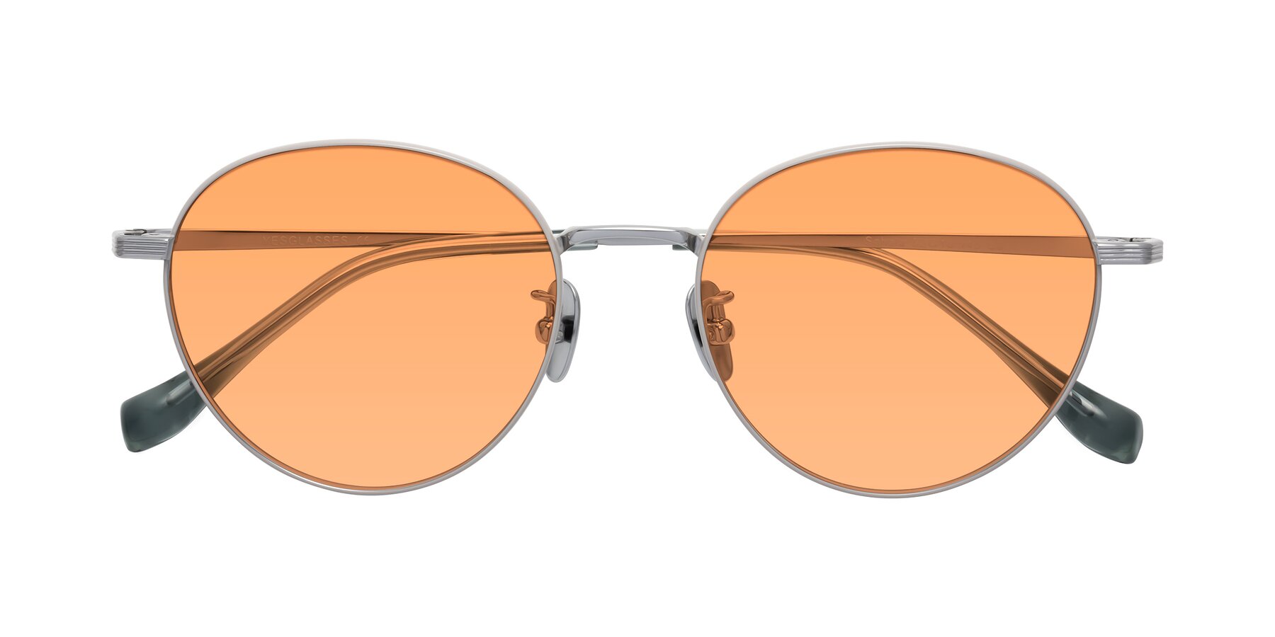 Folded Front of Sahala in Gray-Silver with Medium Orange Tinted Lenses