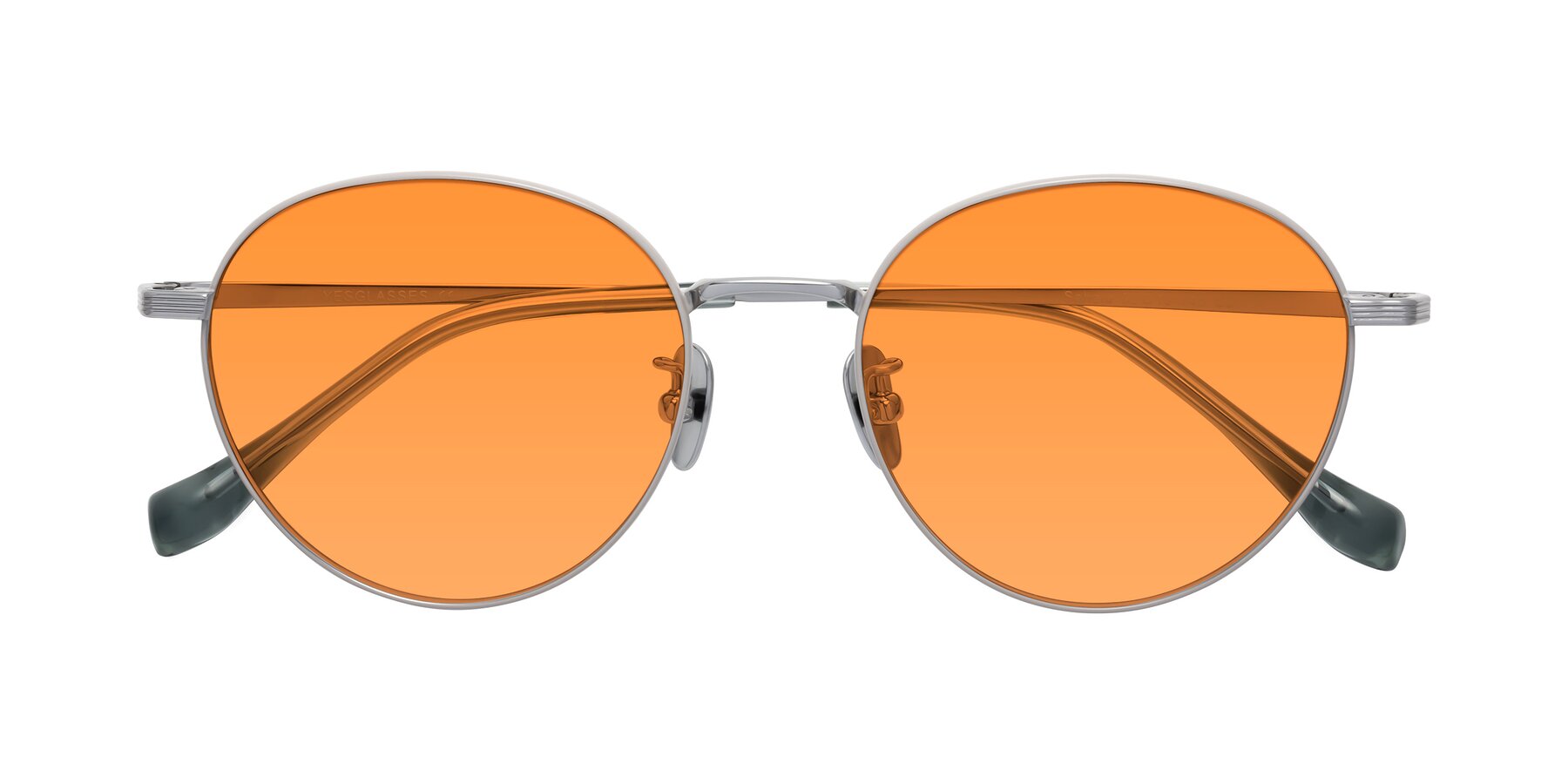 Folded Front of Sahala in Gray-Silver with Orange Tinted Lenses