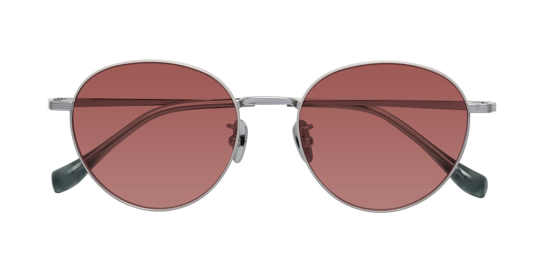 Folded Front of Sahala in Gray-Silver with Garnet Tinted Lenses