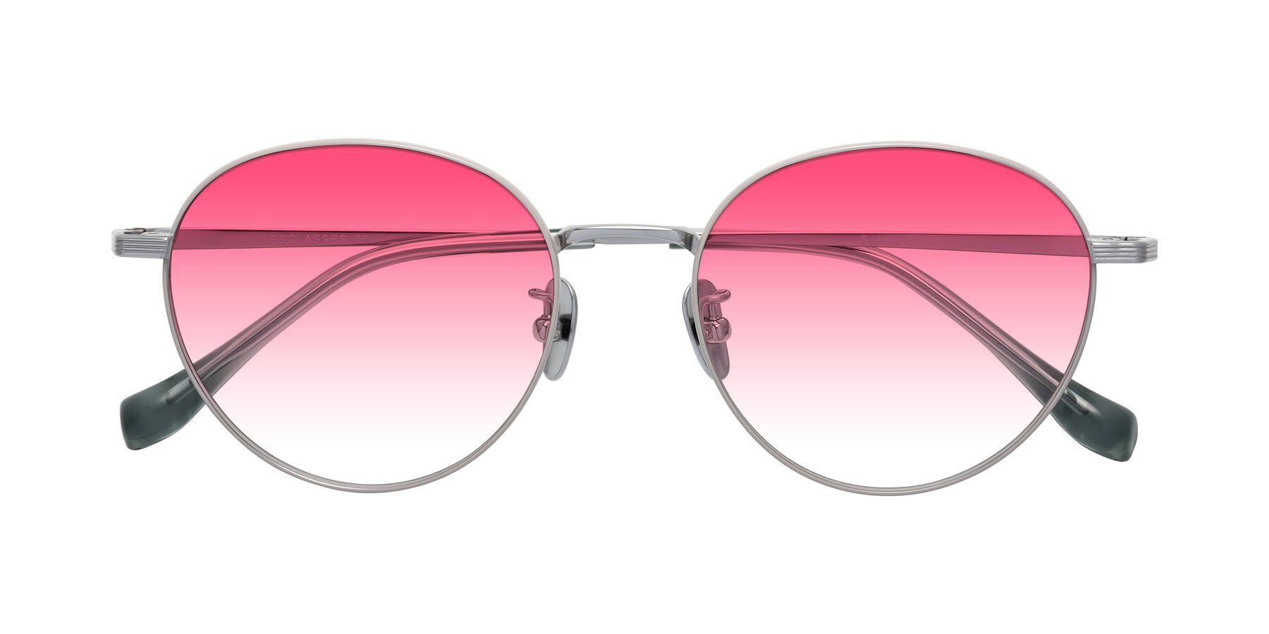 Folded Front of Sahala in Gray-Silver with Pink Gradient Lenses