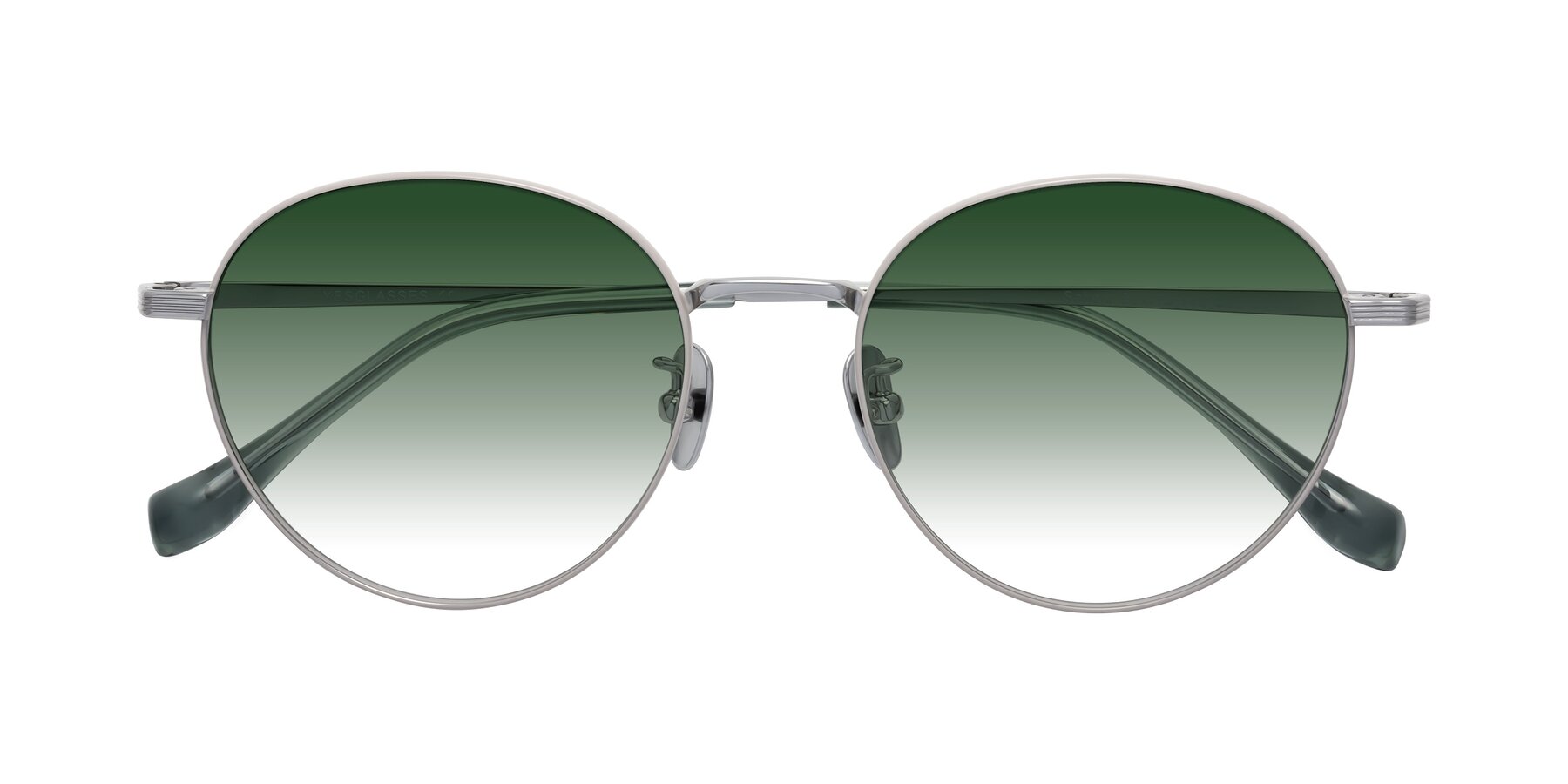 Folded Front of Sahala in Gray-Silver with Green Gradient Lenses