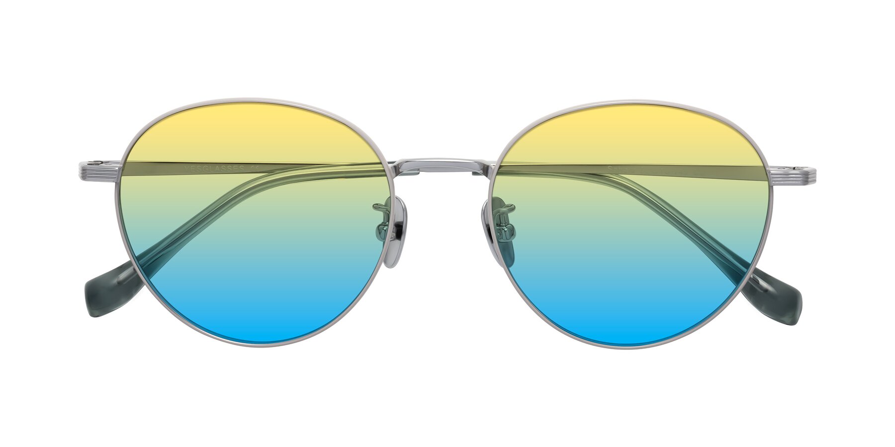 Folded Front of Sahala in Gray-Silver with Yellow / Blue Gradient Lenses