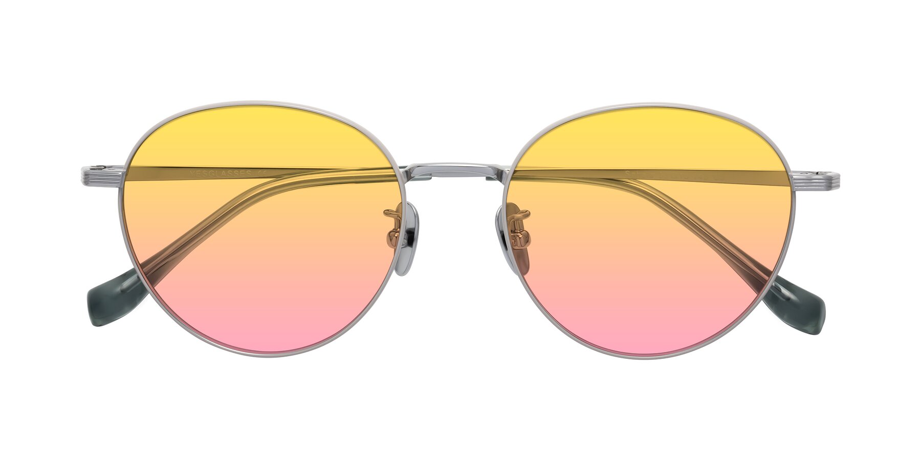 Folded Front of Sahala in Gray-Silver with Yellow / Pink Gradient Lenses