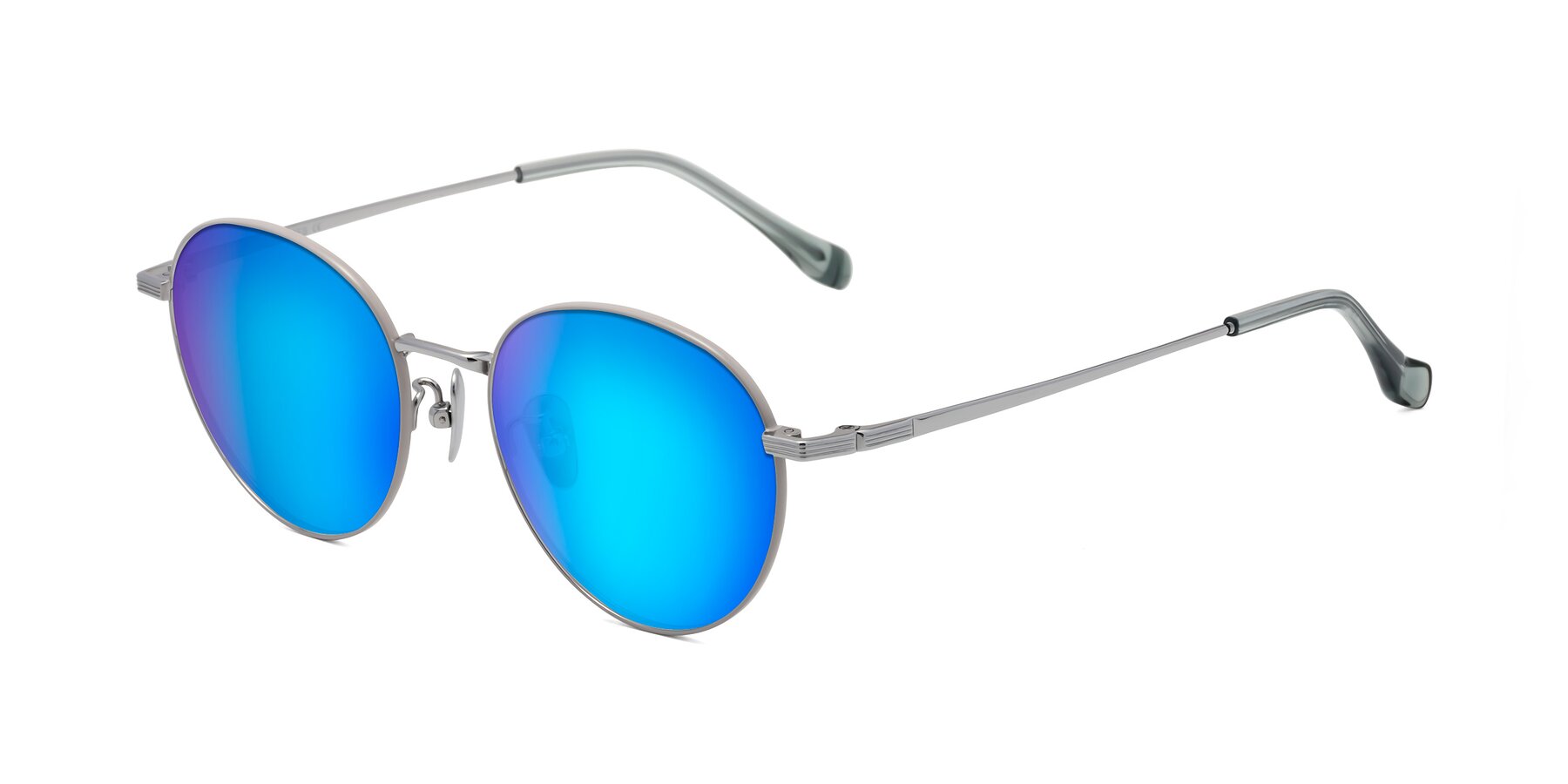 Angle of Sahala in Gray-Silver with Blue Mirrored Lenses