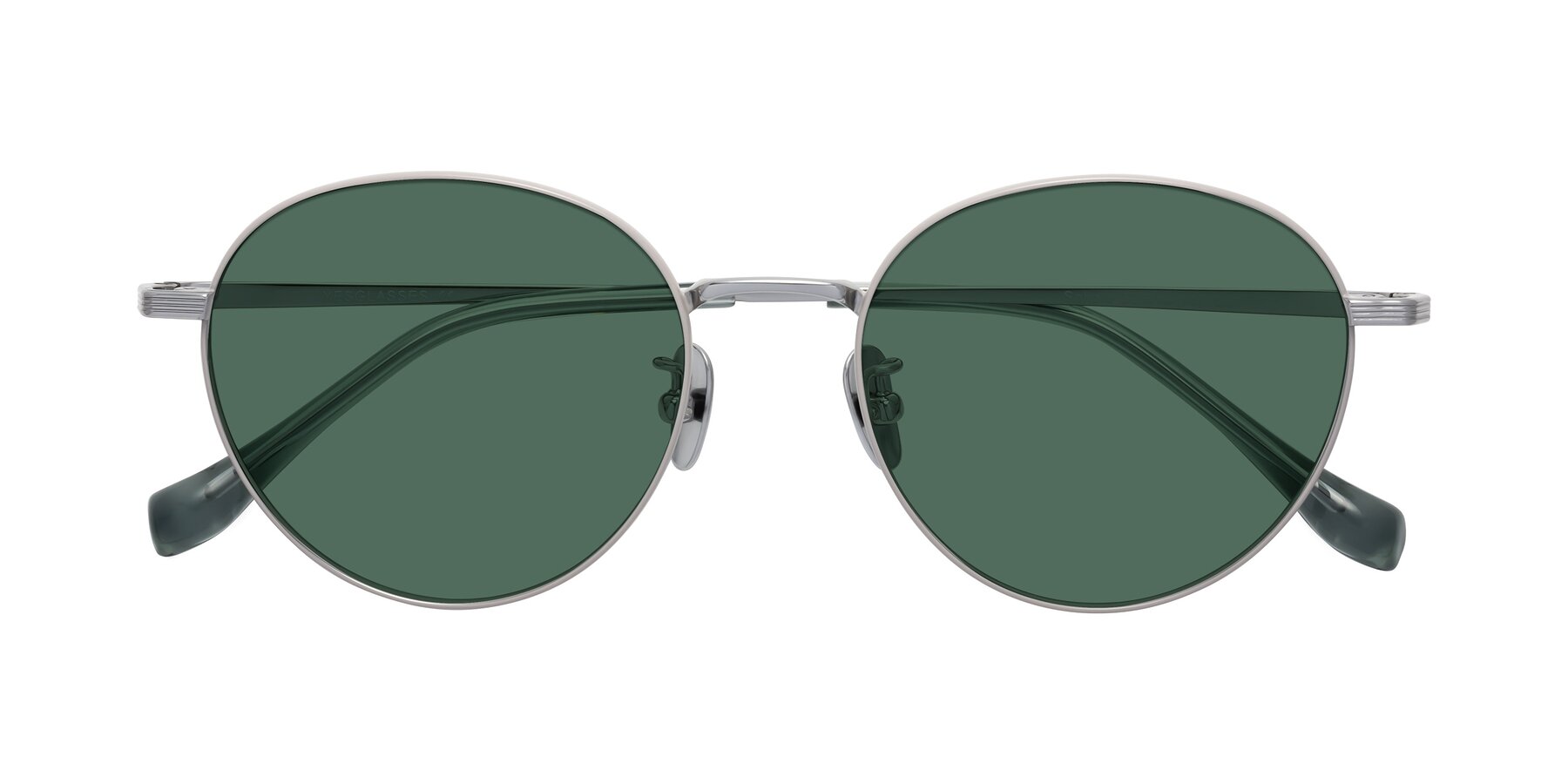 Folded Front of Sahala in Gray-Silver with Green Polarized Lenses