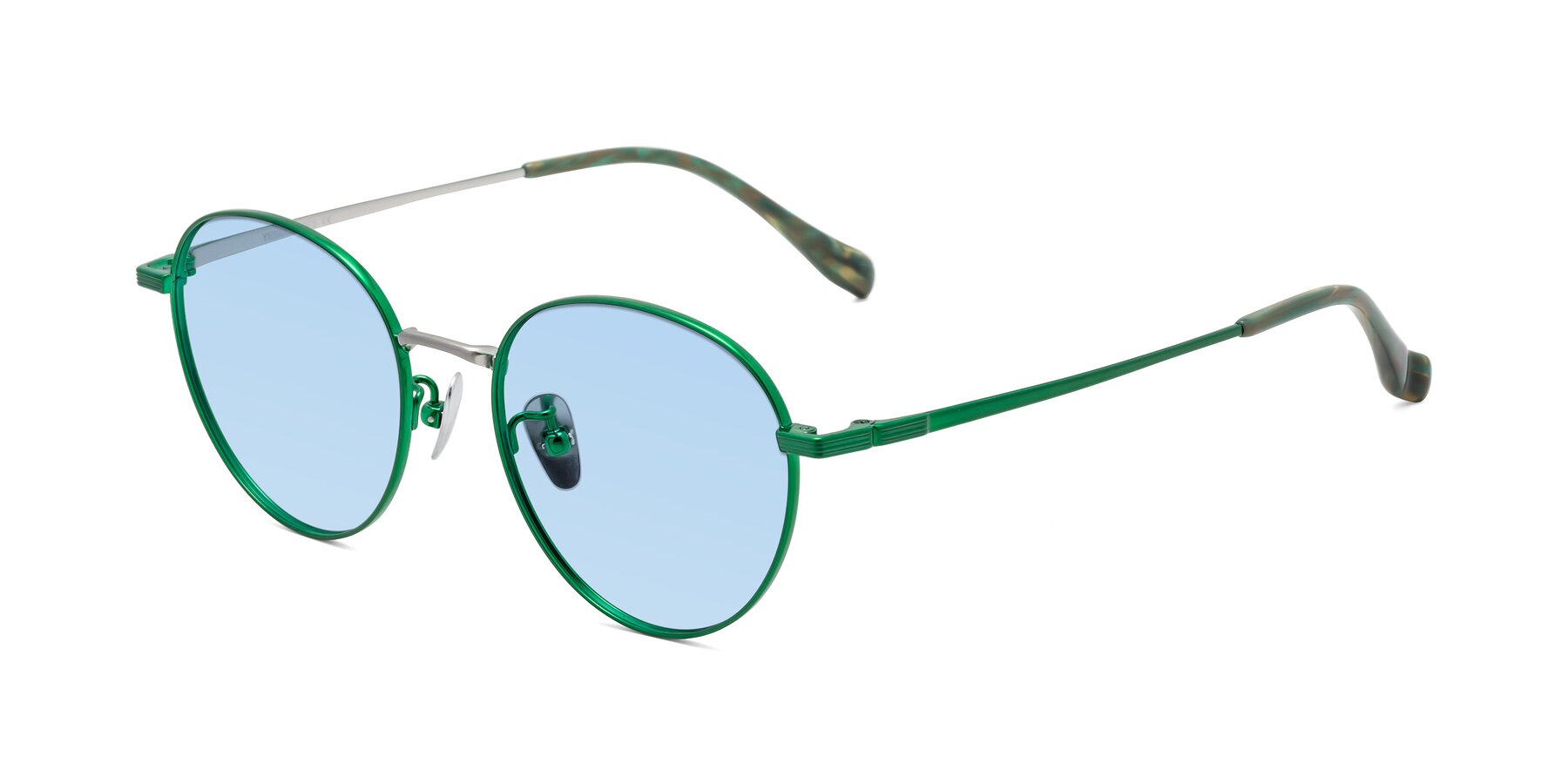 Angle of Sahala in Green-Sliver with Light Blue Tinted Lenses