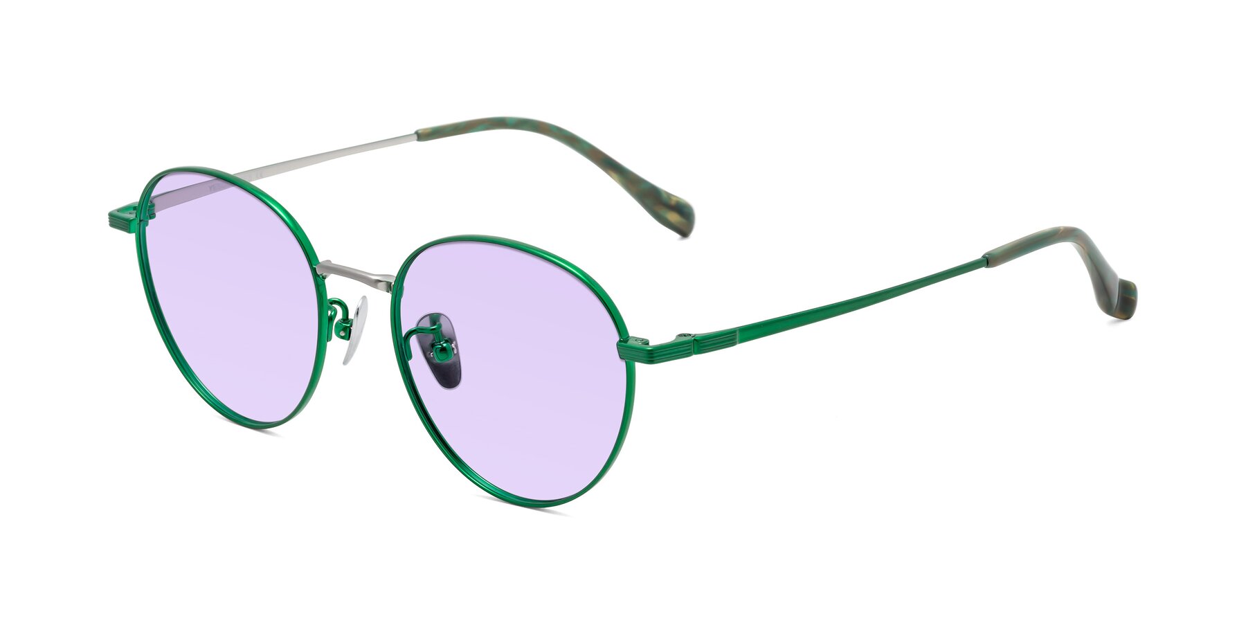 Angle of Sahala in Green-Sliver with Light Purple Tinted Lenses