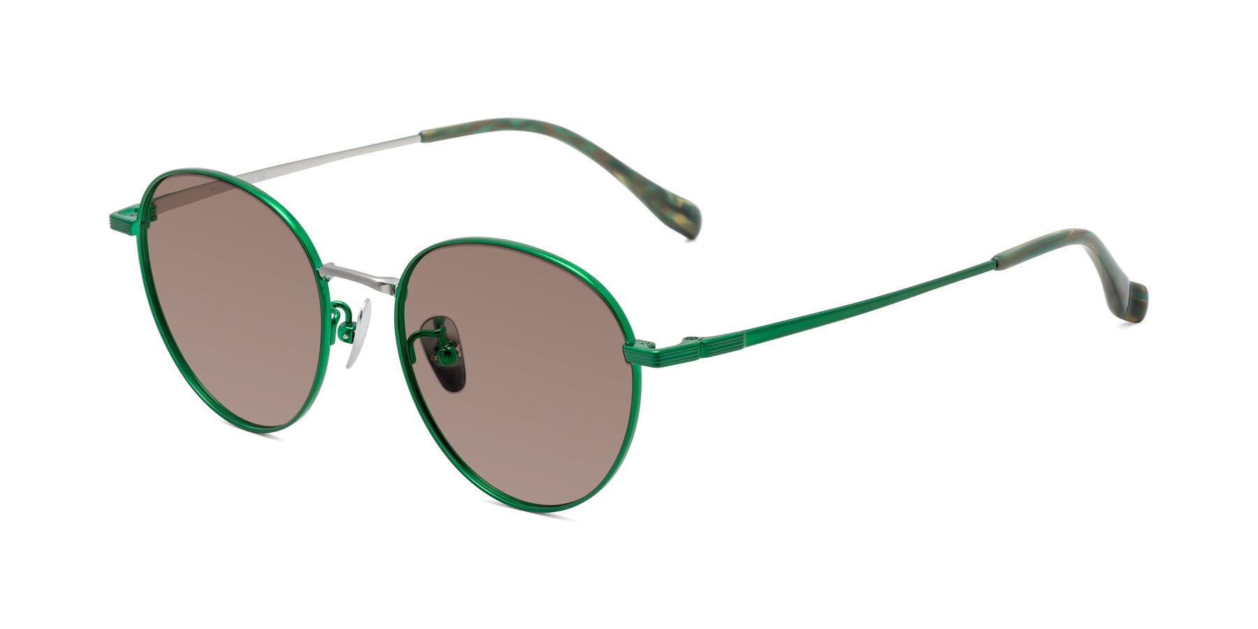 Angle of Sahala in Green-Sliver with Medium Brown Tinted Lenses