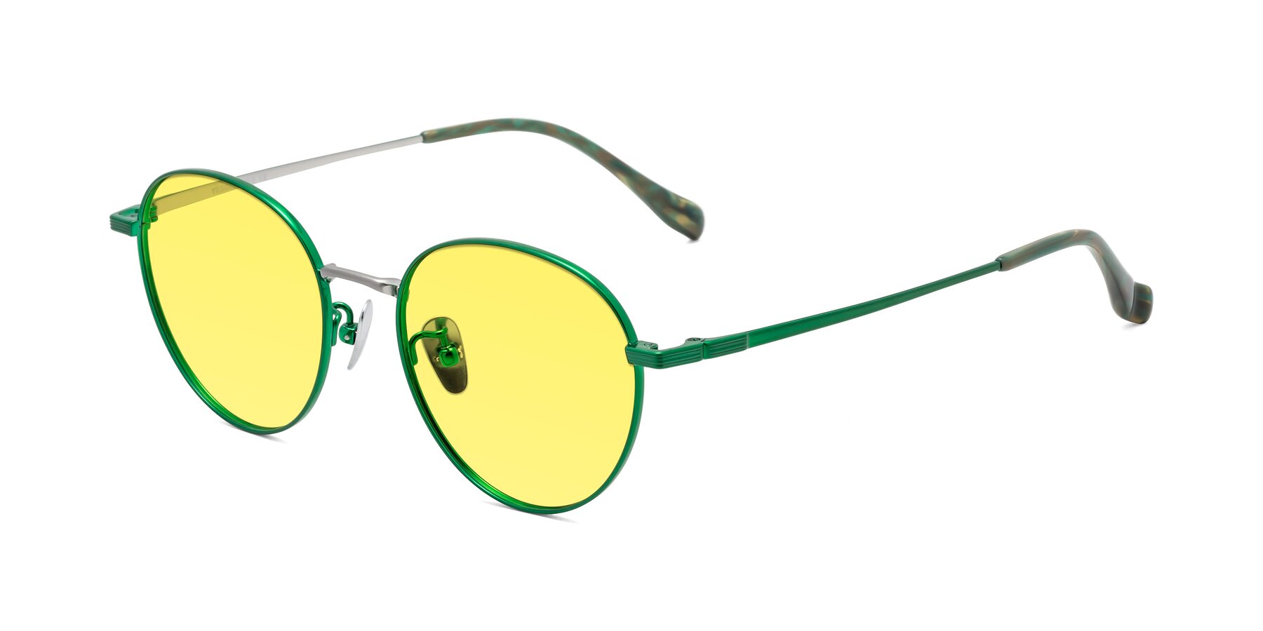 Angle of Sahala in Green-Sliver with Medium Yellow Tinted Lenses