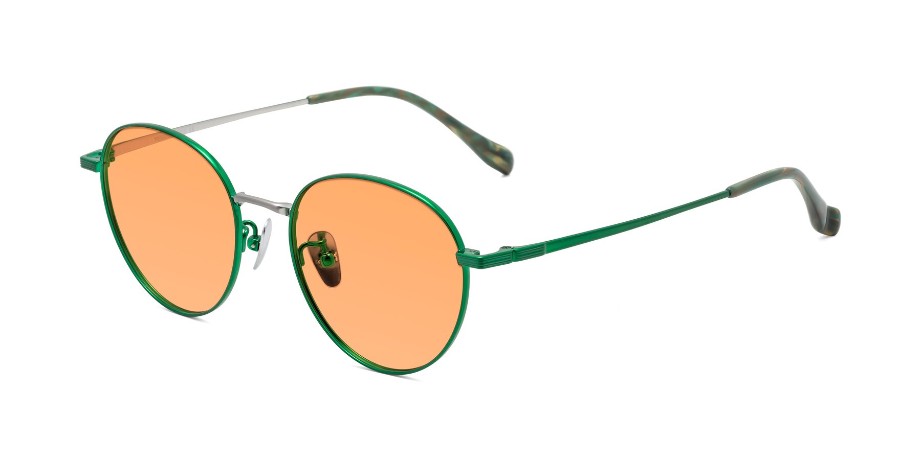 Angle of Sahala in Green-Sliver with Medium Orange Tinted Lenses