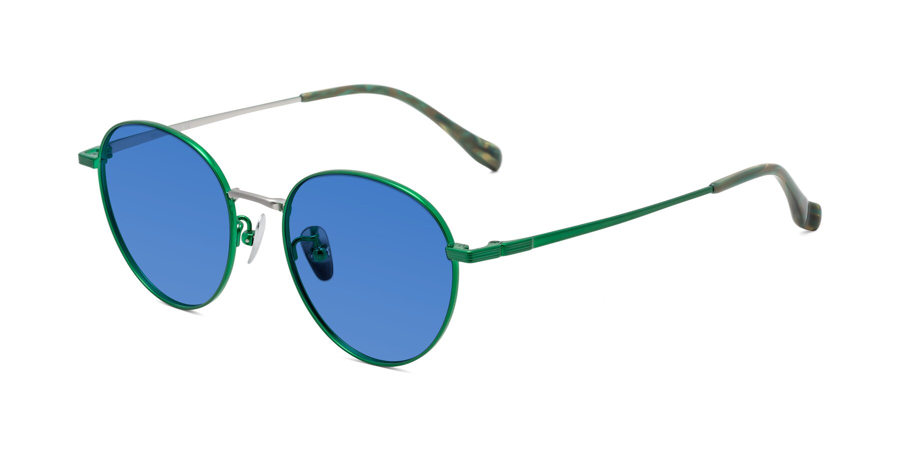 Angle of Sahala in Green-Sliver with Blue Tinted Lenses