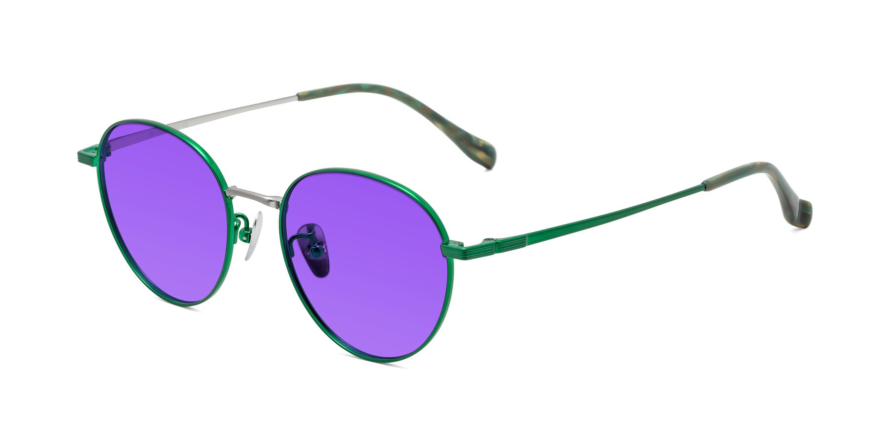 Angle of Sahala in Green-Sliver with Purple Tinted Lenses