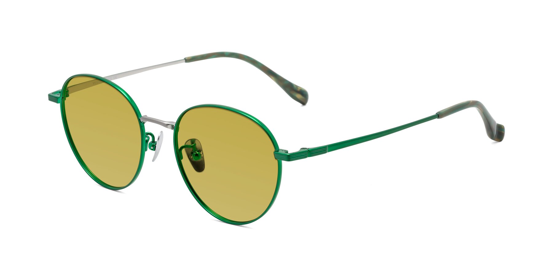 Angle of Sahala in Green-Sliver with Champagne Tinted Lenses