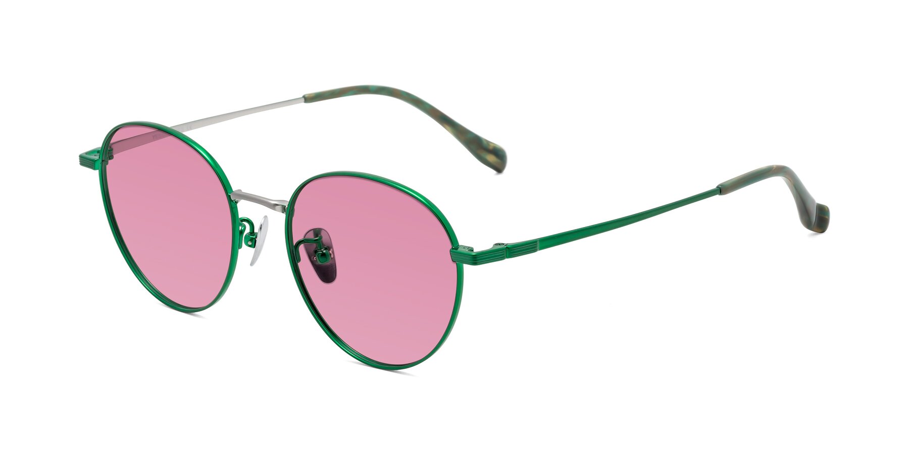 Angle of Sahala in Green-Sliver with Medium Wine Tinted Lenses