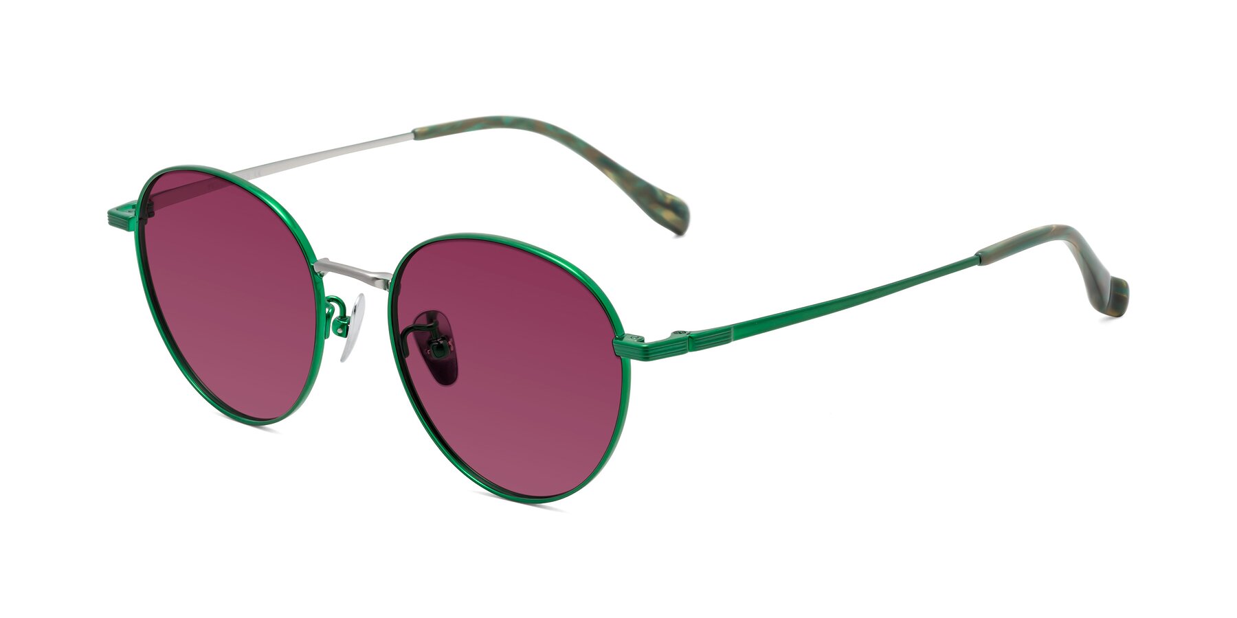 Angle of Sahala in Green-Sliver with Wine Tinted Lenses