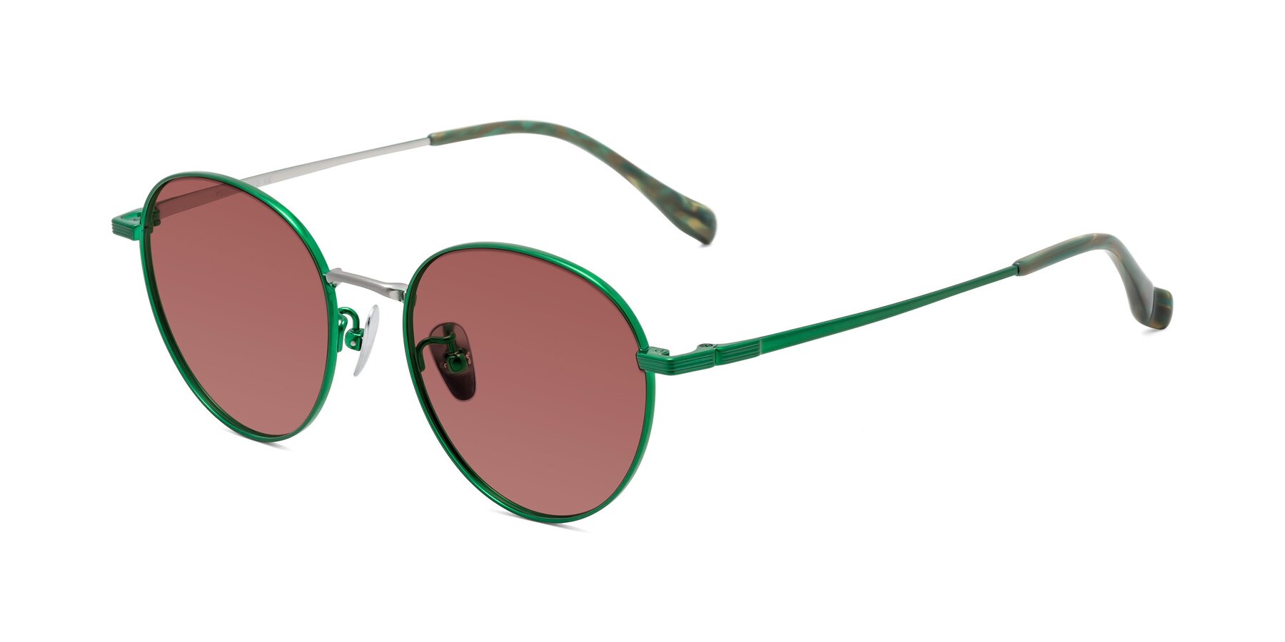 Angle of Sahala in Green-Sliver with Garnet Tinted Lenses