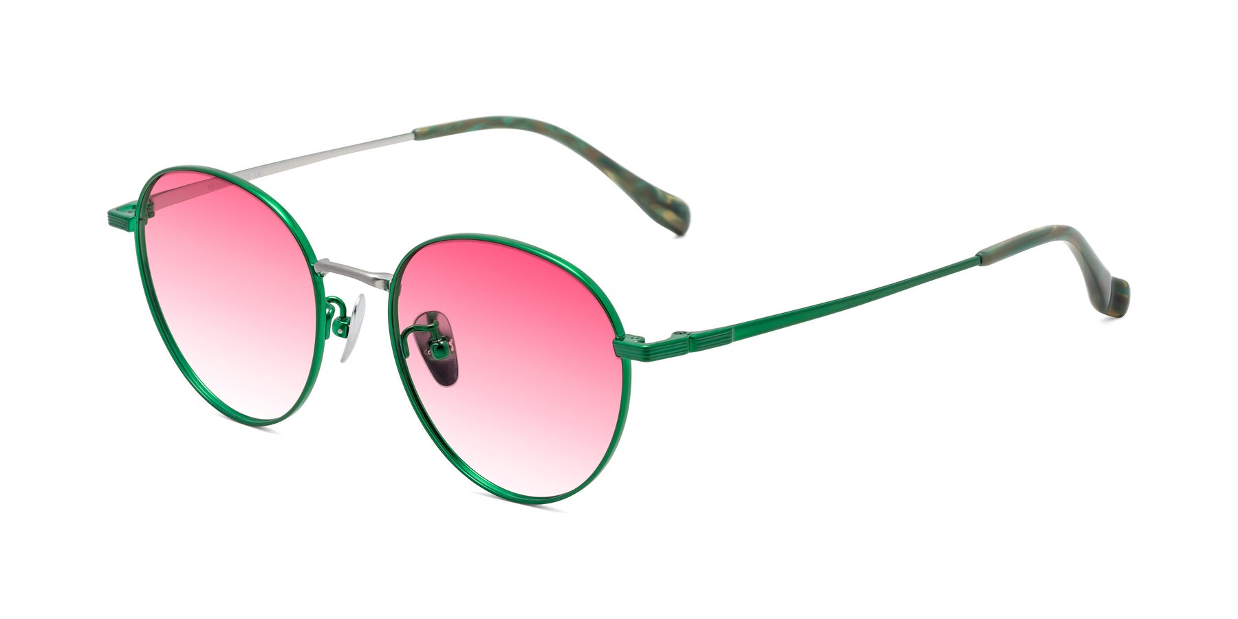 Angle of Sahala in Green-Sliver with Pink Gradient Lenses