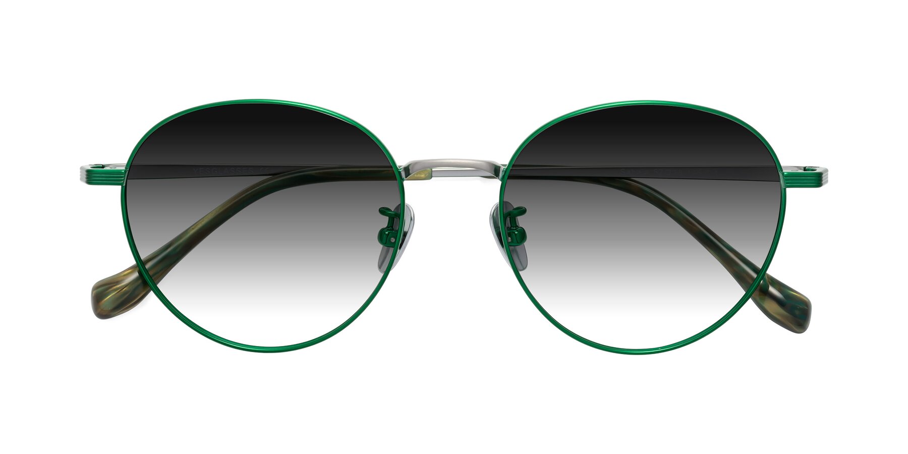 Folded Front of Sahala in Green-Sliver with Gray Gradient Lenses