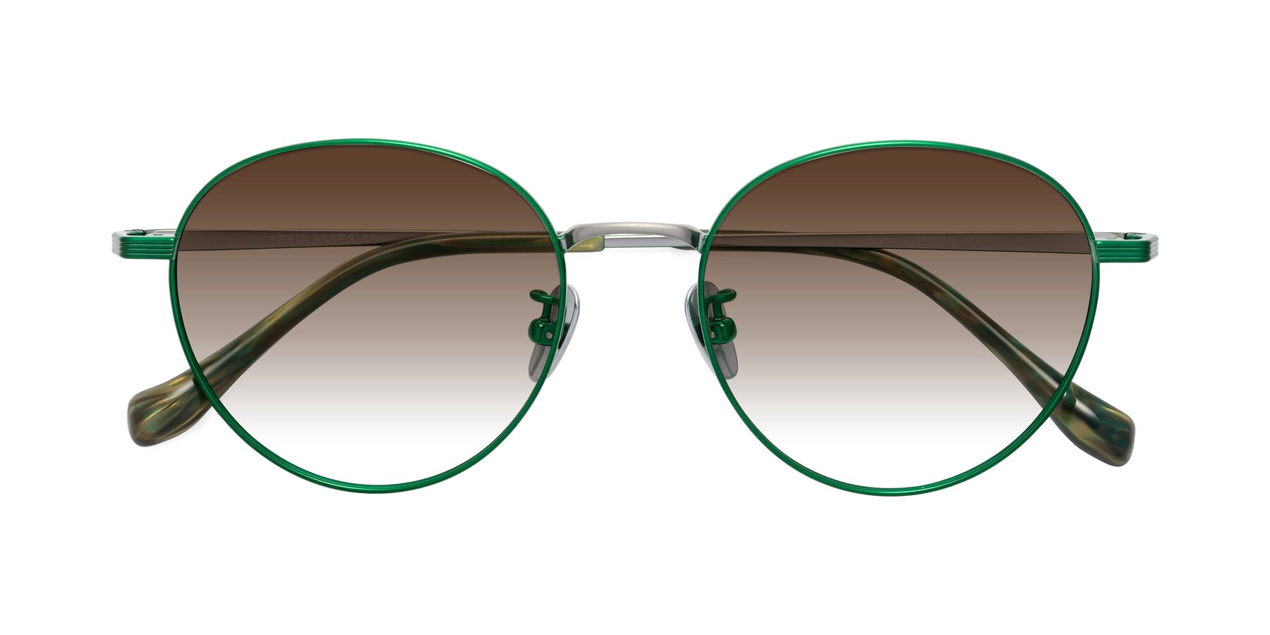 Folded Front of Sahala in Green-Sliver with Brown Gradient Lenses