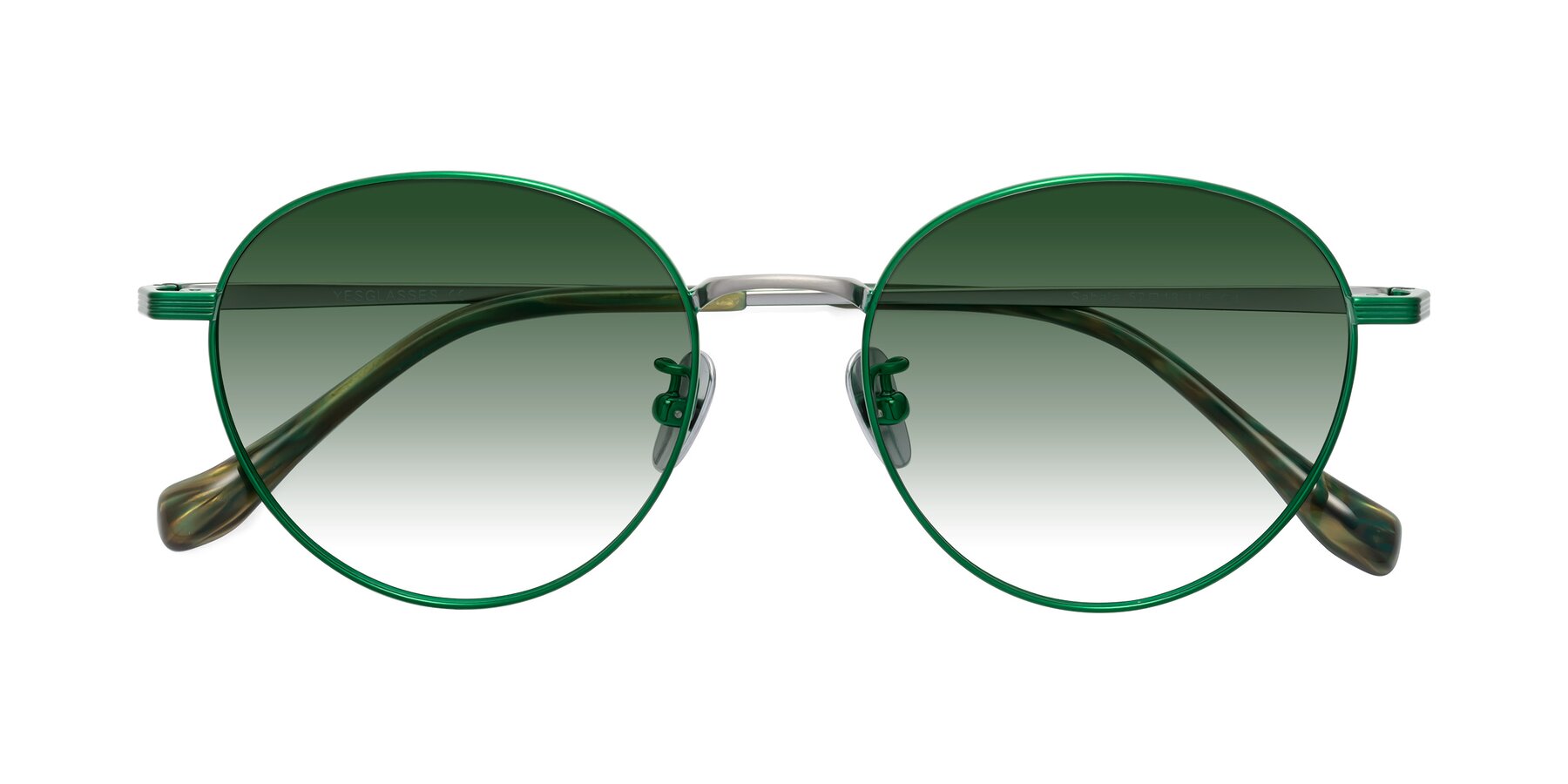 Folded Front of Sahala in Green-Sliver with Green Gradient Lenses