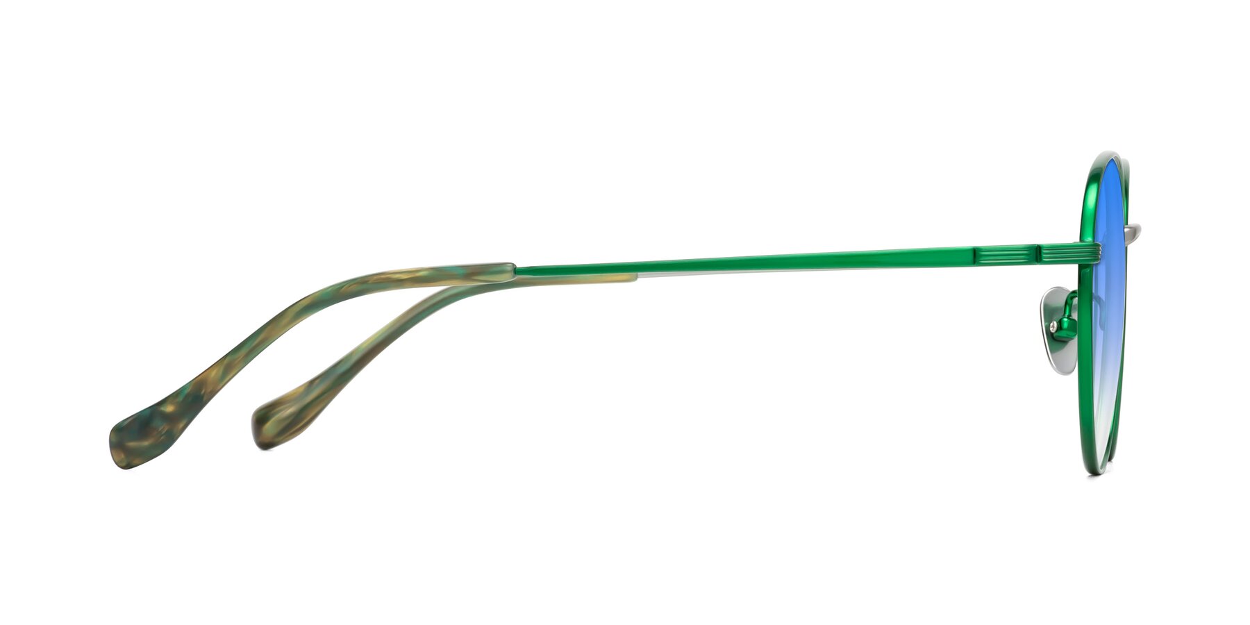 Side of Sahala in Green-Sliver with Blue Gradient Lenses