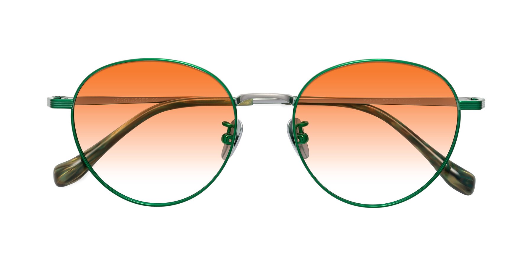 Folded Front of Sahala in Green-Sliver with Orange Gradient Lenses