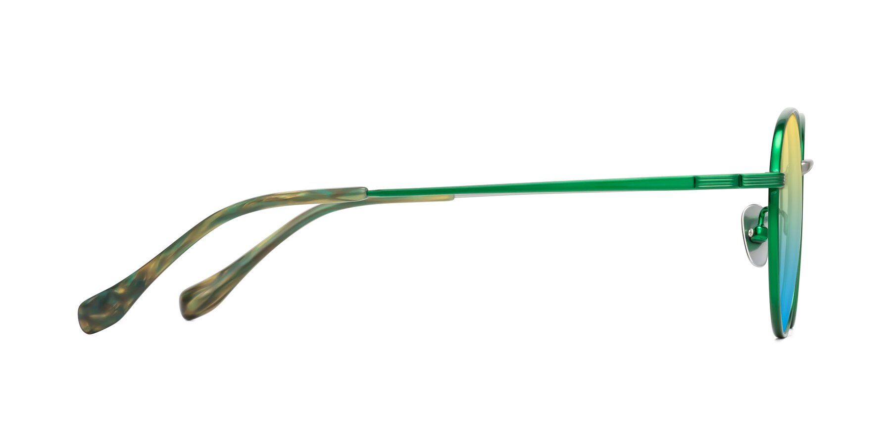 Side of Sahala in Green-Sliver with Yellow / Blue Gradient Lenses