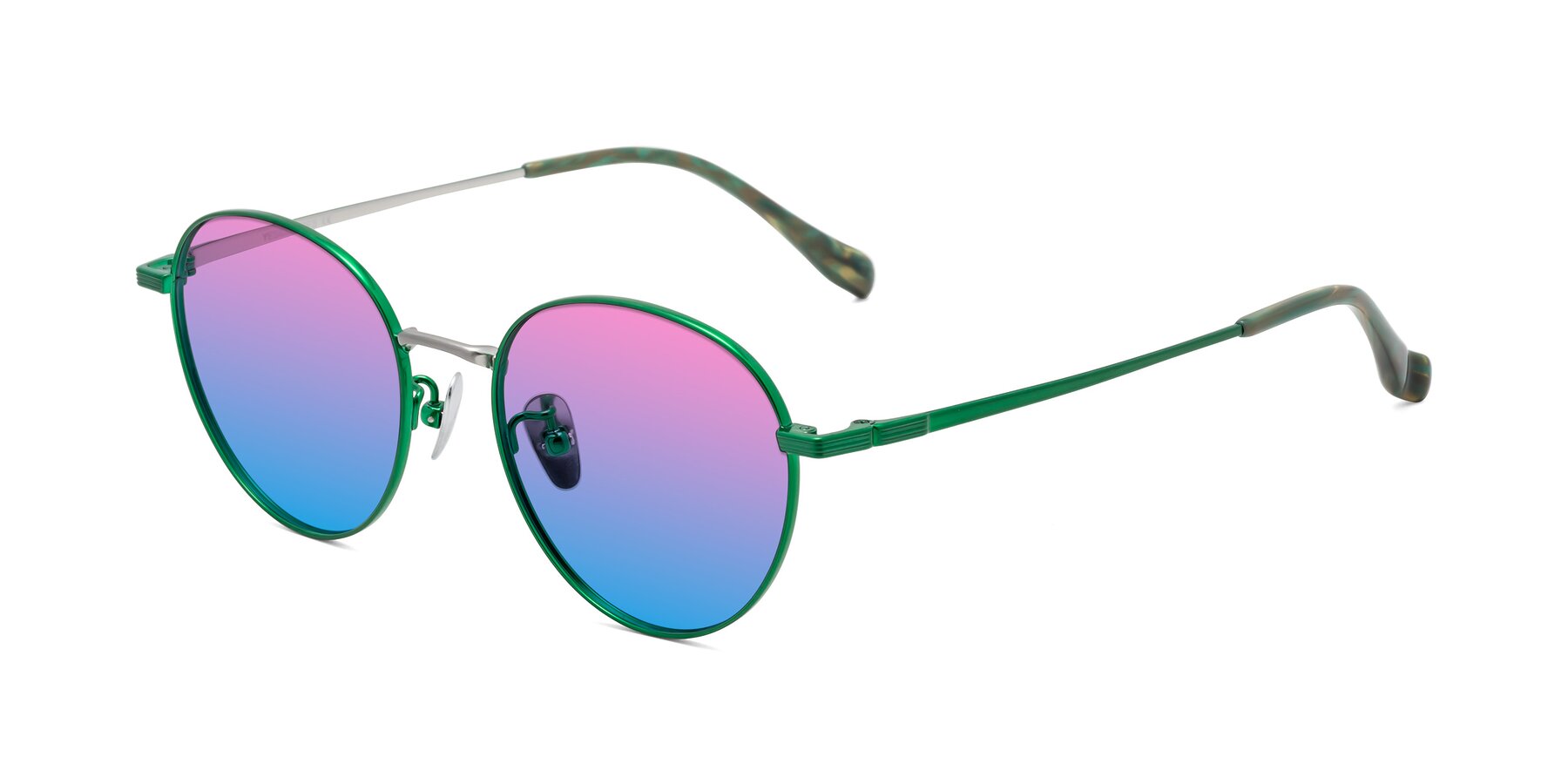 Angle of Sahala in Green-Sliver with Pink / Blue Gradient Lenses