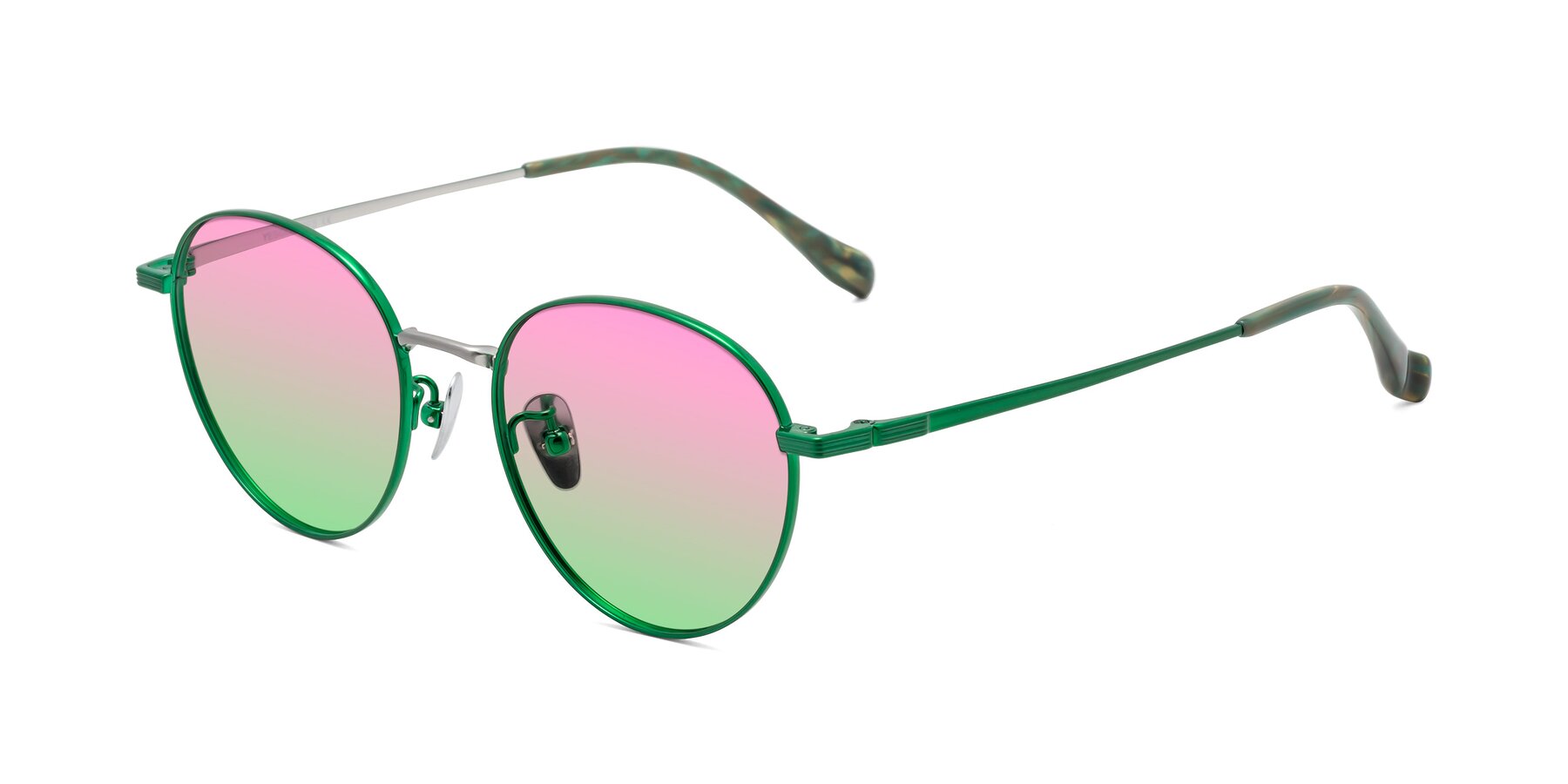 Angle of Sahala in Green-Sliver with Pink / Green Gradient Lenses