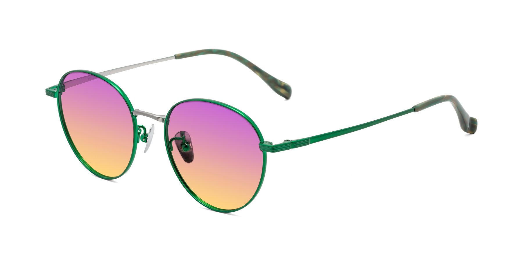 Angle of Sahala in Green-Sliver with Purple / Yellow Gradient Lenses