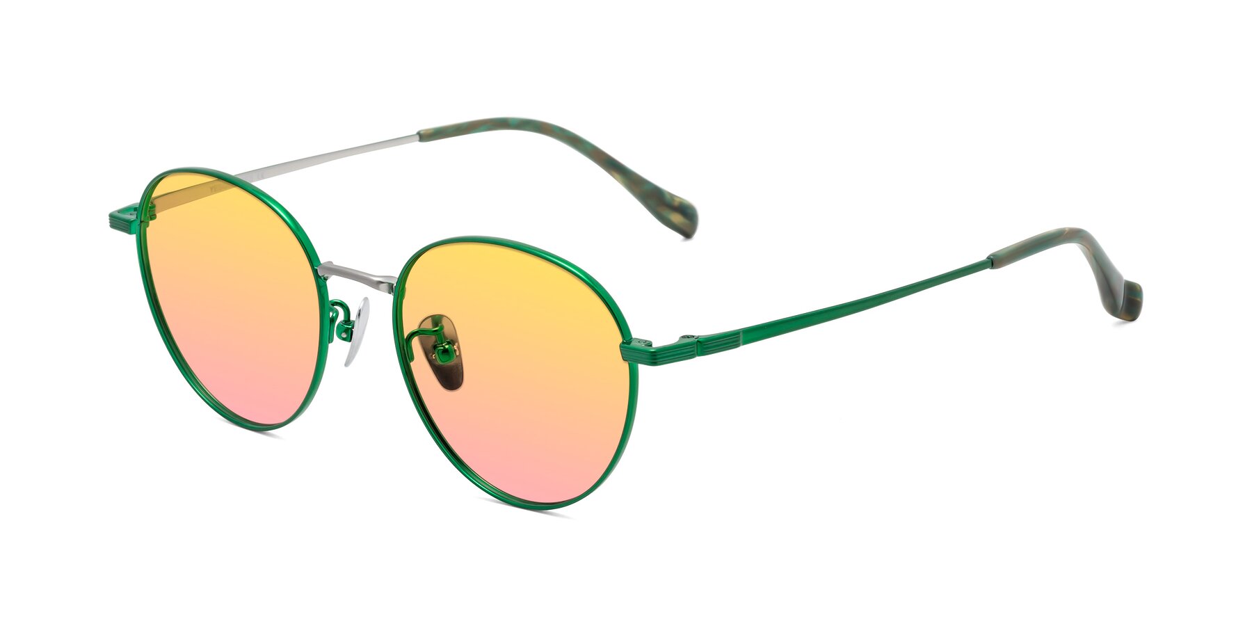 Angle of Sahala in Green-Sliver with Yellow / Pink Gradient Lenses