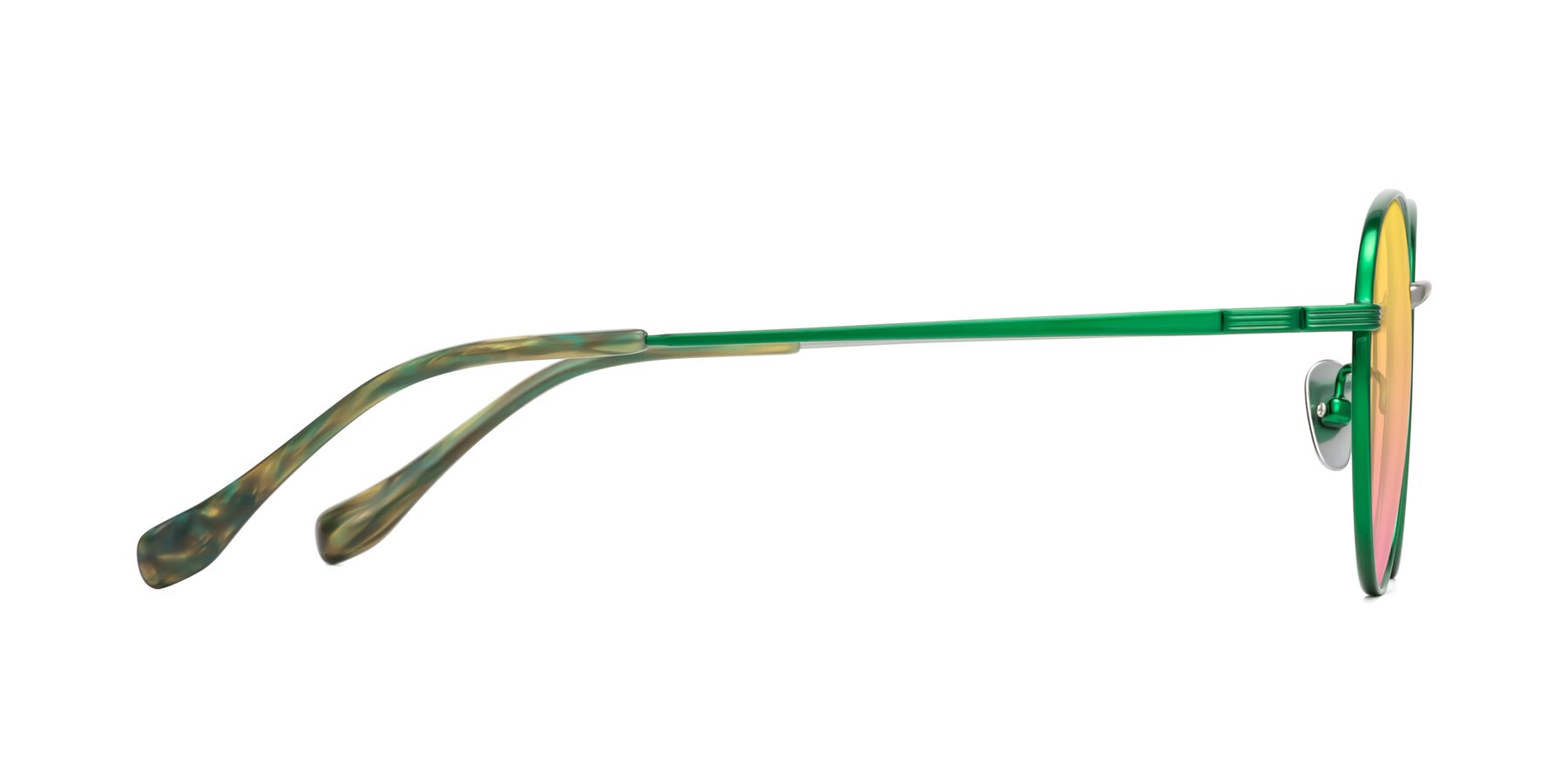 Side of Sahala in Green-Sliver with Yellow / Pink Gradient Lenses