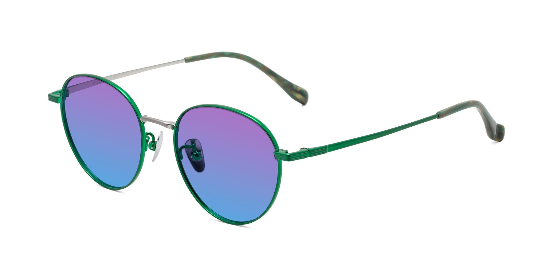 Angle of Sahala in Green-Sliver with Purple / Blue Gradient Lenses