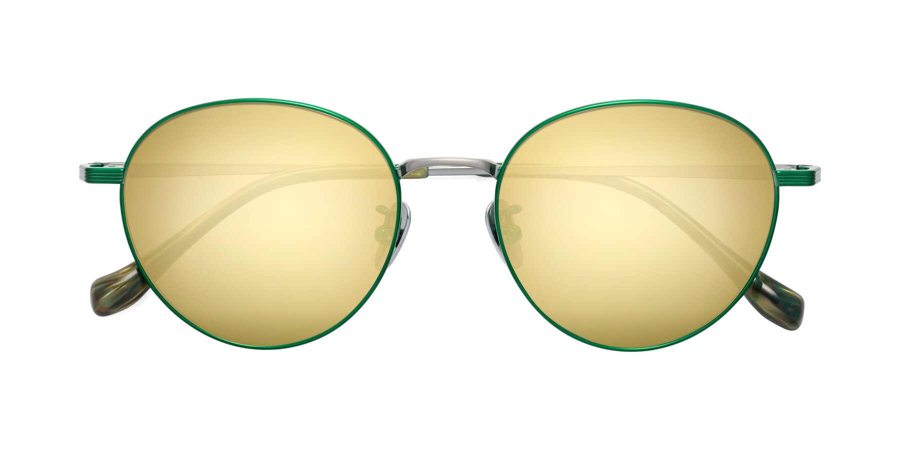 Folded Front of Sahala in Green-Sliver with Gold Mirrored Lenses