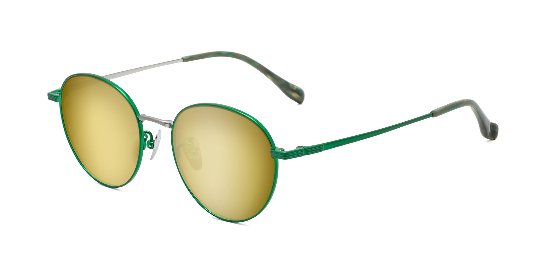 Angle of Sahala in Green-Sliver with Gold Mirrored Lenses