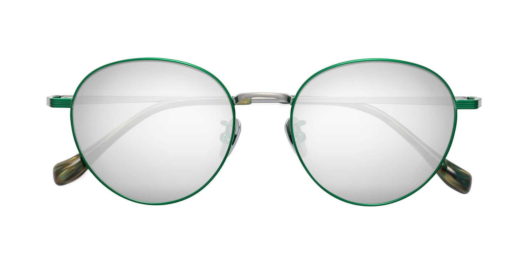 Folded Front of Sahala in Green-Sliver with Silver Mirrored Lenses