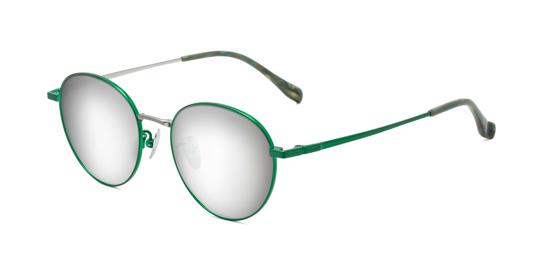 Angle of Sahala in Green-Sliver with Silver Mirrored Lenses