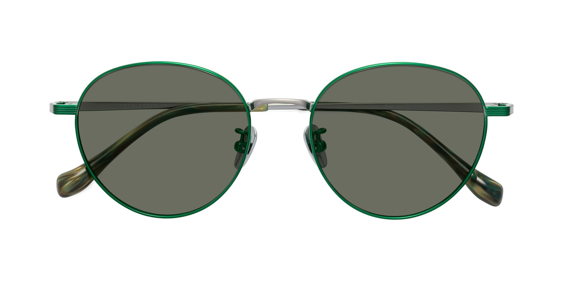 Folded Front of Sahala in Green-Sliver with Gray Polarized Lenses