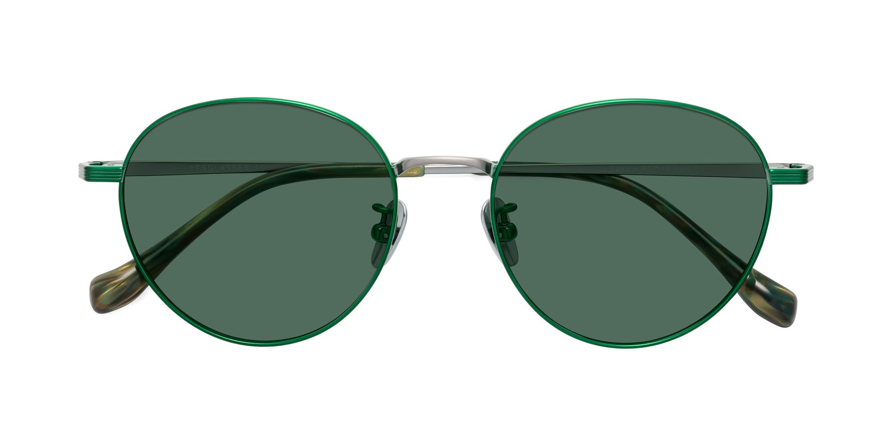 Folded Front of Sahala in Green-Sliver with Green Polarized Lenses