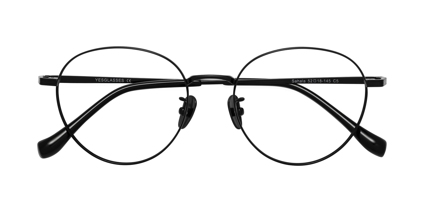 Folded Front of Sahala in Black with Clear Reading Eyeglass Lenses