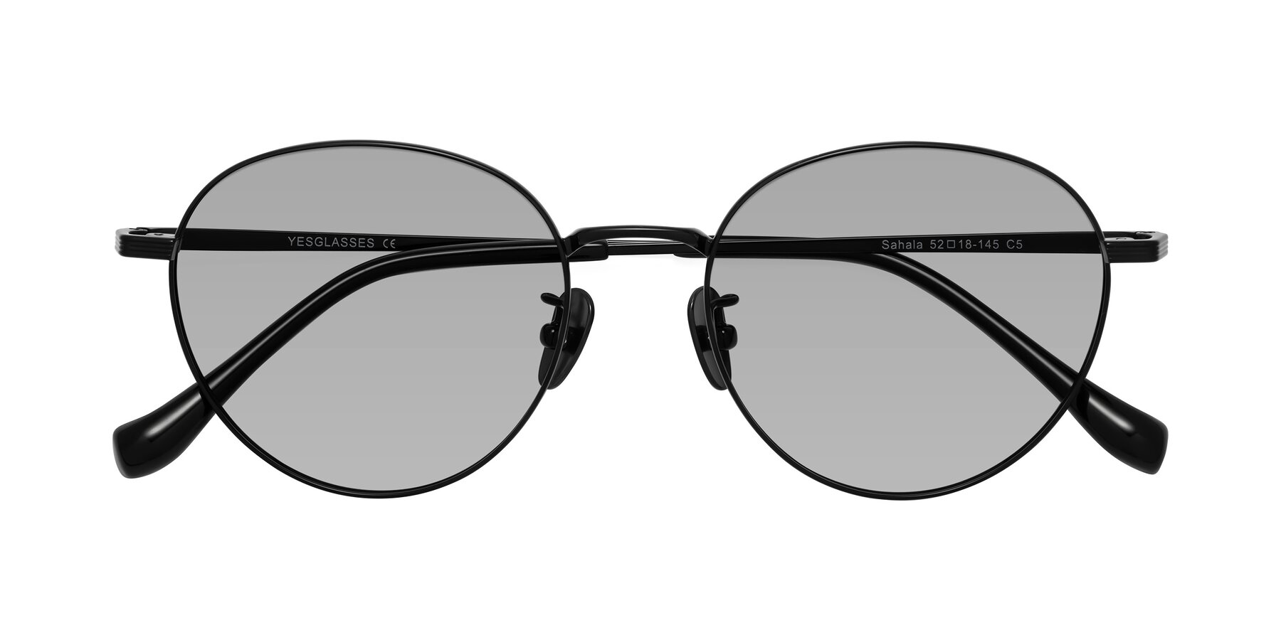 Folded Front of Sahala in Black with Light Gray Tinted Lenses